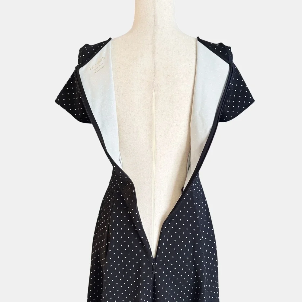 Kate Spade New York Larabee Dot Sz. XS 2 4 ponte Dress Black white Polka dot mod